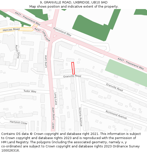 9, GRANVILLE ROAD, UXBRIDGE, UB10 9AD: Location map and indicative extent of plot