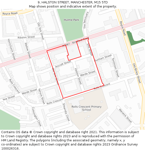 9, HALSTON STREET, MANCHESTER, M15 5TD: Location map and indicative extent of plot