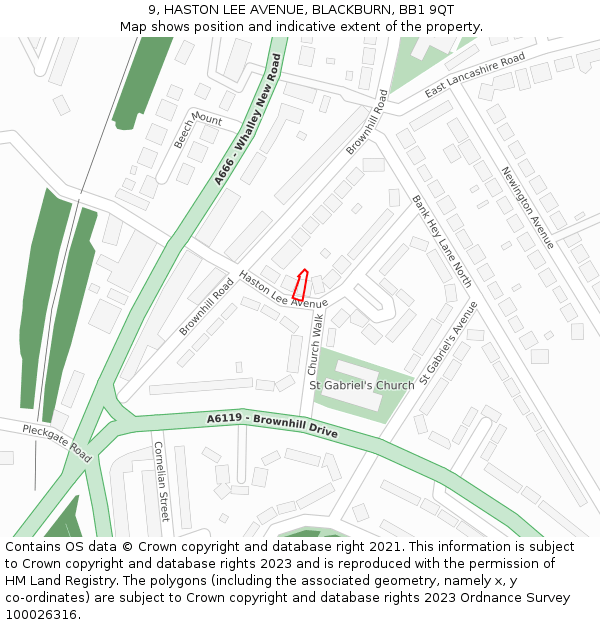 9, HASTON LEE AVENUE, BLACKBURN, BB1 9QT: Location map and indicative extent of plot