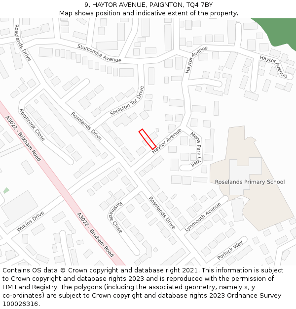 9, HAYTOR AVENUE, PAIGNTON, TQ4 7BY: Location map and indicative extent of plot