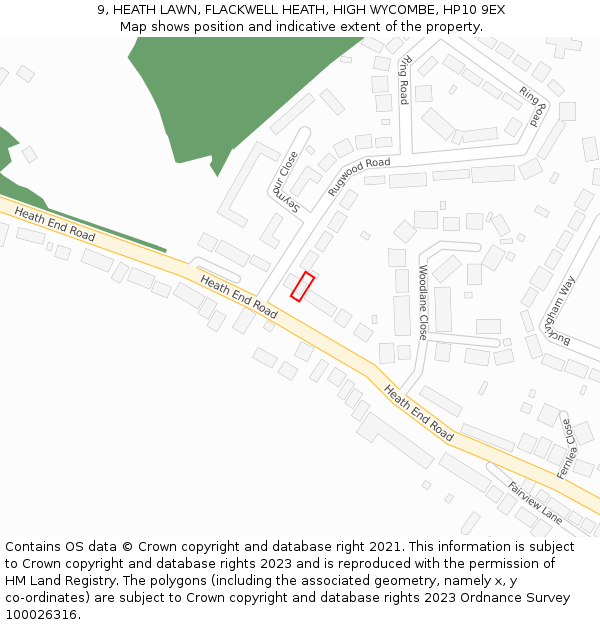 9, HEATH LAWN, FLACKWELL HEATH, HIGH WYCOMBE, HP10 9EX: Location map and indicative extent of plot