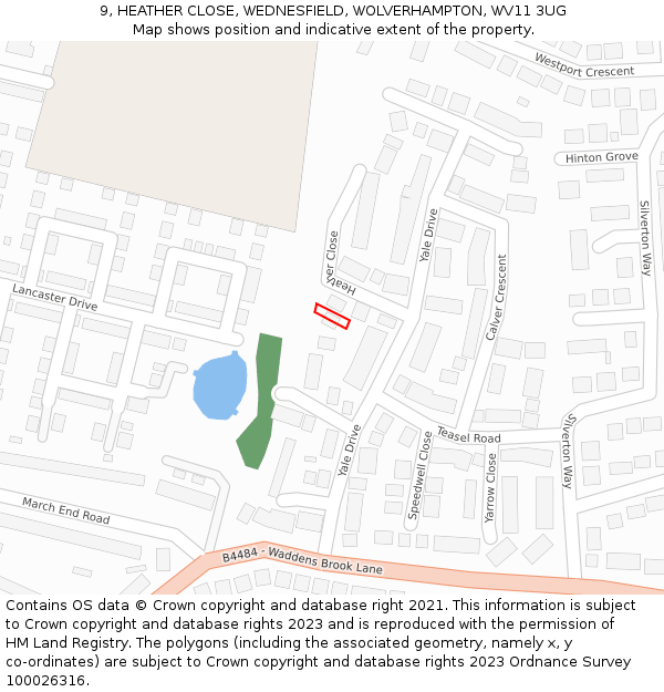 9, HEATHER CLOSE, WEDNESFIELD, WOLVERHAMPTON, WV11 3UG: Location map and indicative extent of plot