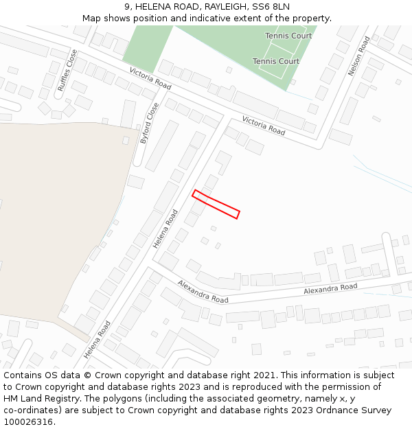 9, HELENA ROAD, RAYLEIGH, SS6 8LN: Location map and indicative extent of plot