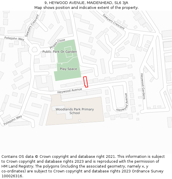 9, HEYWOOD AVENUE, MAIDENHEAD, SL6 3JA: Location map and indicative extent of plot
