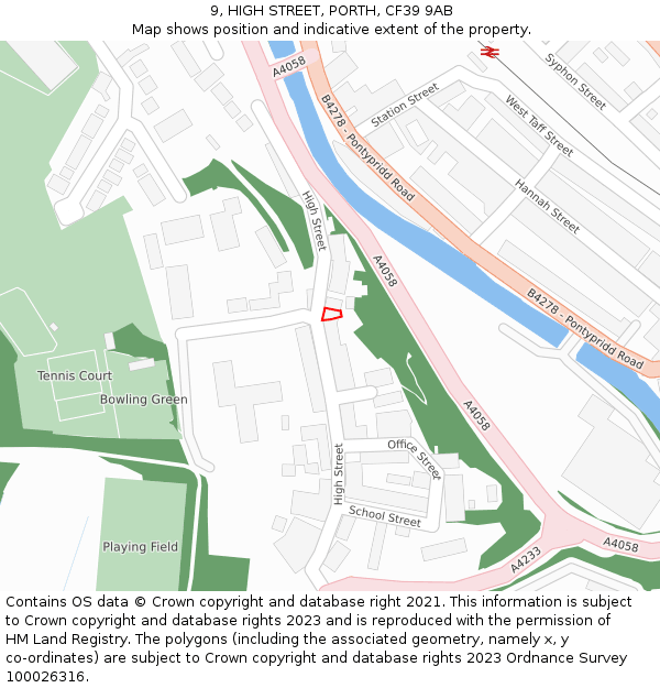 9, HIGH STREET, PORTH, CF39 9AB: Location map and indicative extent of plot