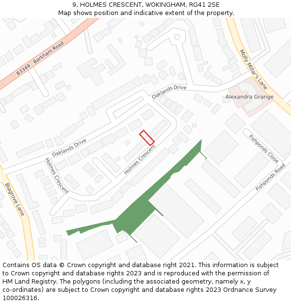 9, HOLMES CRESCENT, WOKINGHAM, RG41 2SE: Location map and indicative extent of plot
