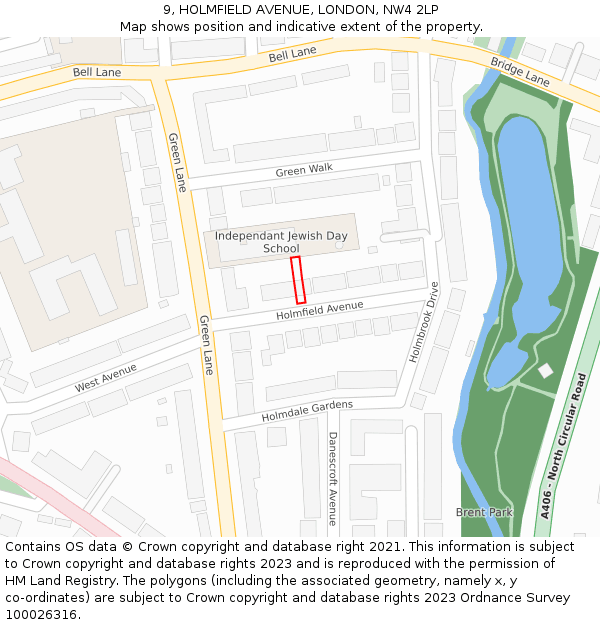 9, HOLMFIELD AVENUE, LONDON, NW4 2LP: Location map and indicative extent of plot