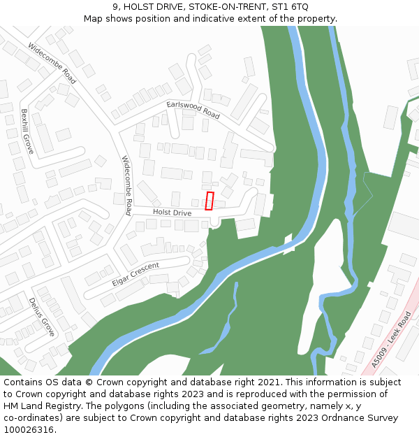 9, HOLST DRIVE, STOKE-ON-TRENT, ST1 6TQ: Location map and indicative extent of plot