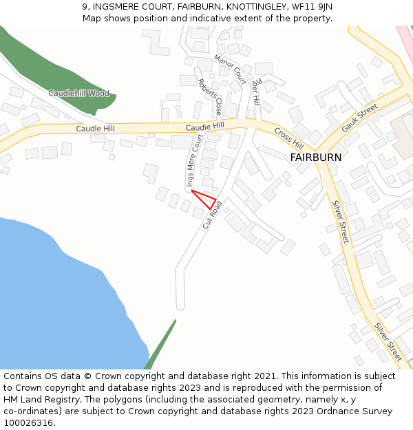 9, INGSMERE COURT, FAIRBURN, KNOTTINGLEY, WF11 9JN: Location map and indicative extent of plot