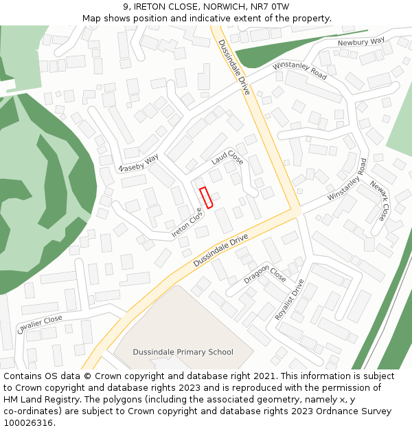 9, IRETON CLOSE, NORWICH, NR7 0TW: Location map and indicative extent of plot