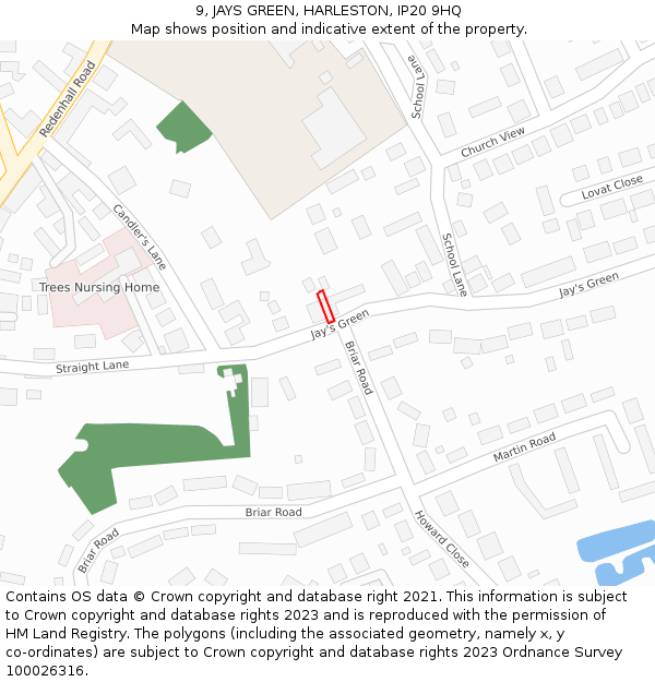 9, JAYS GREEN, HARLESTON, IP20 9HQ: Location map and indicative extent of plot