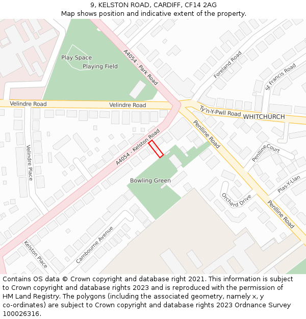 9, KELSTON ROAD, CARDIFF, CF14 2AG: Location map and indicative extent of plot