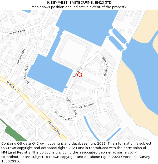 9, KEY WEST, EASTBOURNE, BN23 5TD: Location map and indicative extent of plot