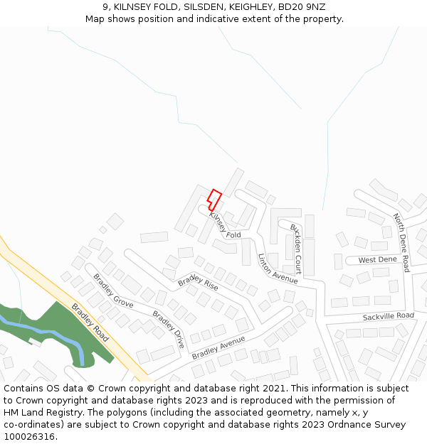 9, KILNSEY FOLD, SILSDEN, KEIGHLEY, BD20 9NZ: Location map and indicative extent of plot