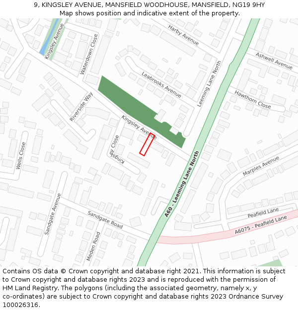 9, KINGSLEY AVENUE, MANSFIELD WOODHOUSE, MANSFIELD, NG19 9HY: Location map and indicative extent of plot