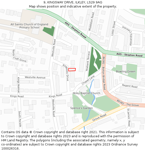 9, KINGSWAY DRIVE, ILKLEY, LS29 9AG: Location map and indicative extent of plot