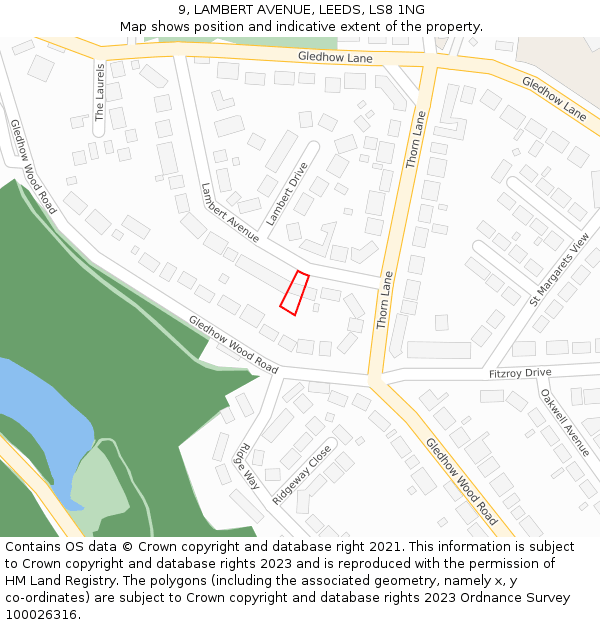 9, LAMBERT AVENUE, LEEDS, LS8 1NG: Location map and indicative extent of plot