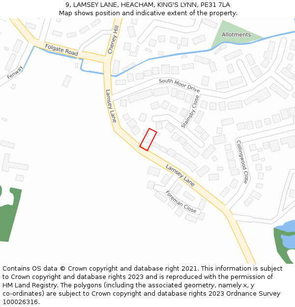9, LAMSEY LANE, HEACHAM, KING'S LYNN, PE31 7LA: Location map and indicative extent of plot