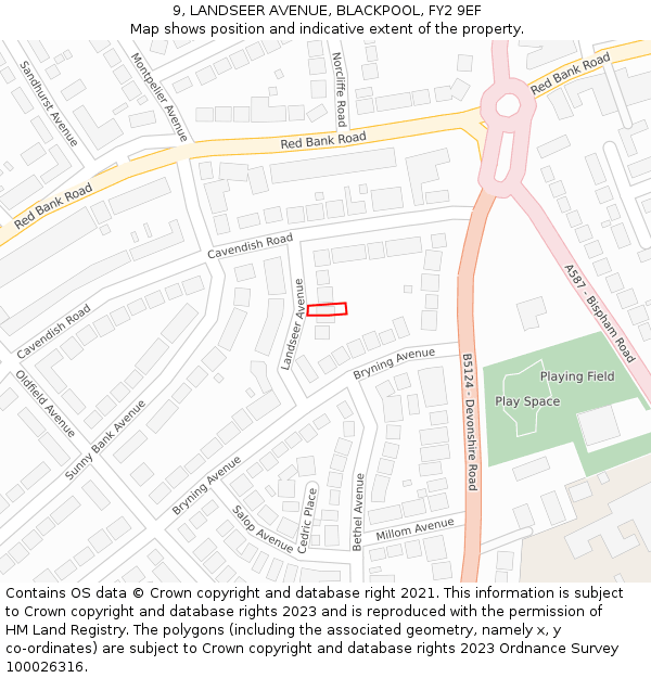 9, LANDSEER AVENUE, BLACKPOOL, FY2 9EF: Location map and indicative extent of plot