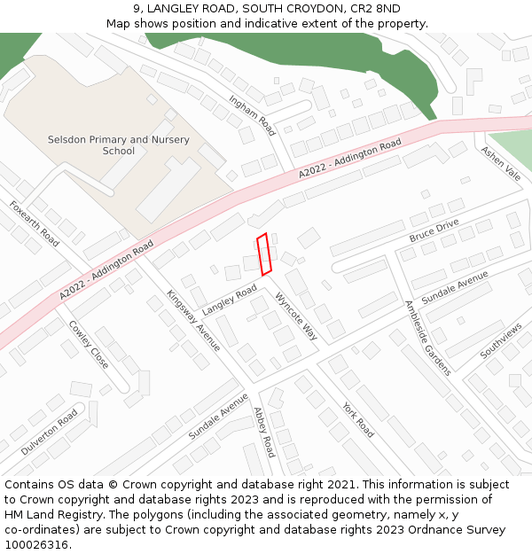 9, LANGLEY ROAD, SOUTH CROYDON, CR2 8ND: Location map and indicative extent of plot