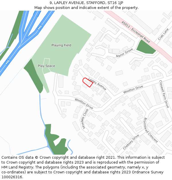 9, LAPLEY AVENUE, STAFFORD, ST16 1JP: Location map and indicative extent of plot