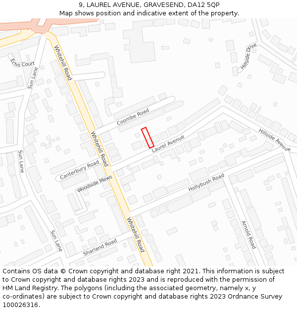 9, LAUREL AVENUE, GRAVESEND, DA12 5QP: Location map and indicative extent of plot