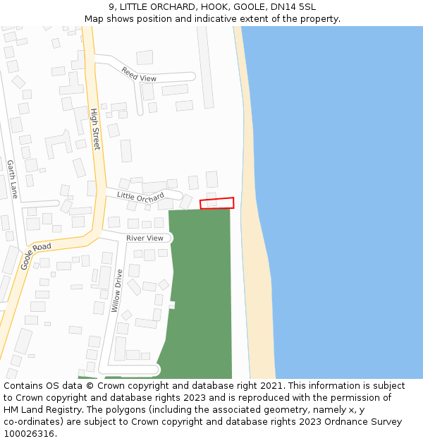 9, LITTLE ORCHARD, HOOK, GOOLE, DN14 5SL: Location map and indicative extent of plot
