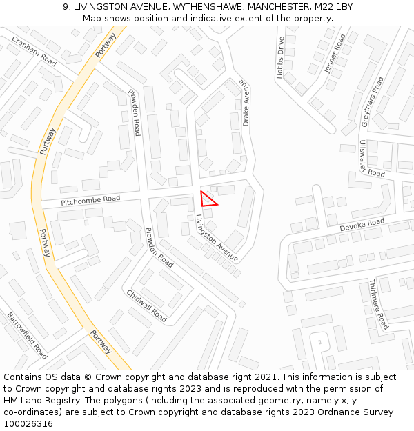 9, LIVINGSTON AVENUE, WYTHENSHAWE, MANCHESTER, M22 1BY: Location map and indicative extent of plot