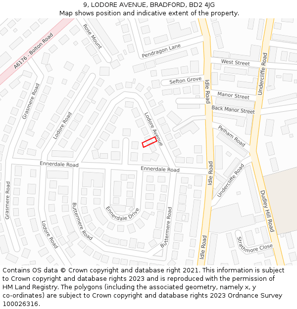 9, LODORE AVENUE, BRADFORD, BD2 4JG: Location map and indicative extent of plot