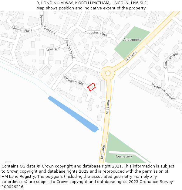 9, LONDINIUM WAY, NORTH HYKEHAM, LINCOLN, LN6 9LF: Location map and indicative extent of plot
