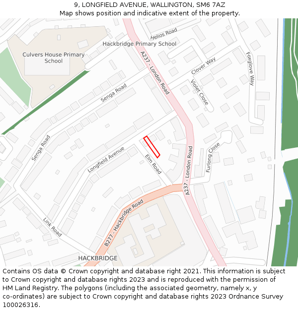 9, LONGFIELD AVENUE, WALLINGTON, SM6 7AZ: Location map and indicative extent of plot