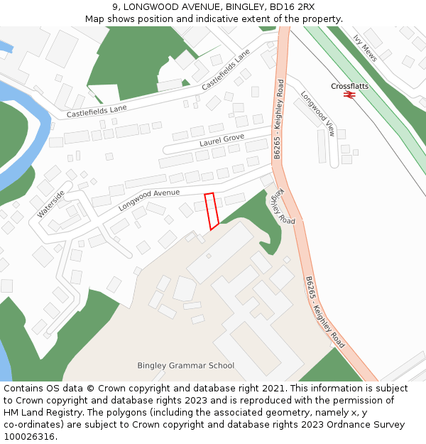 9, LONGWOOD AVENUE, BINGLEY, BD16 2RX: Location map and indicative extent of plot