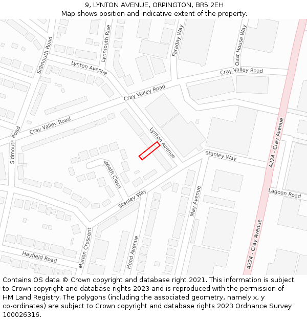 9, LYNTON AVENUE, ORPINGTON, BR5 2EH: Location map and indicative extent of plot