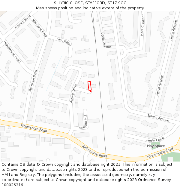 9, LYRIC CLOSE, STAFFORD, ST17 9GG: Location map and indicative extent of plot