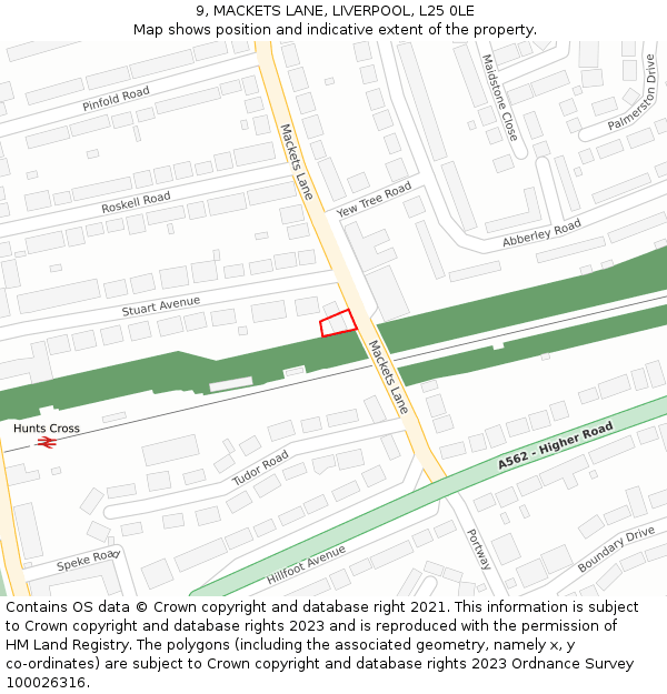 9, MACKETS LANE, LIVERPOOL, L25 0LE: Location map and indicative extent of plot
