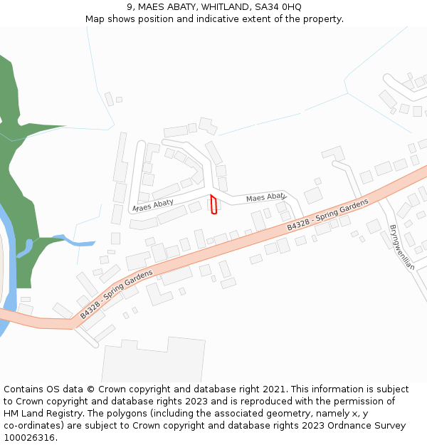 9, MAES ABATY, WHITLAND, SA34 0HQ: Location map and indicative extent of plot