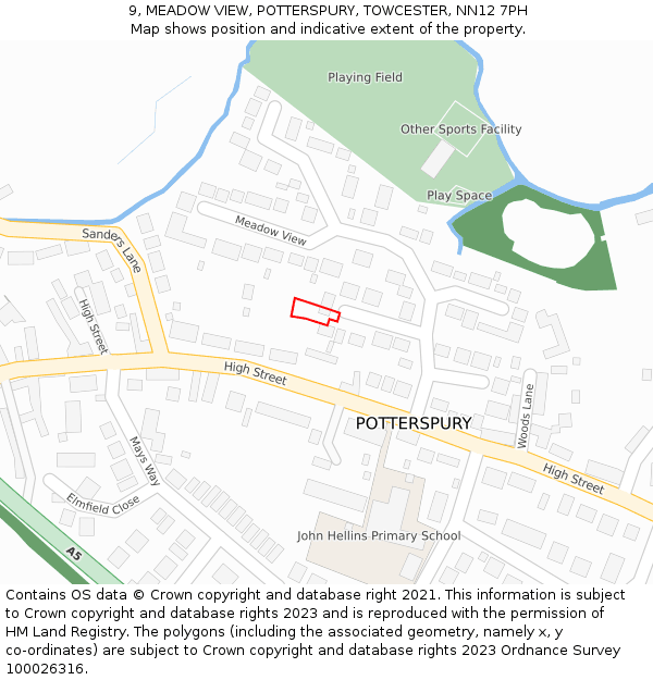9, MEADOW VIEW, POTTERSPURY, TOWCESTER, NN12 7PH: Location map and indicative extent of plot