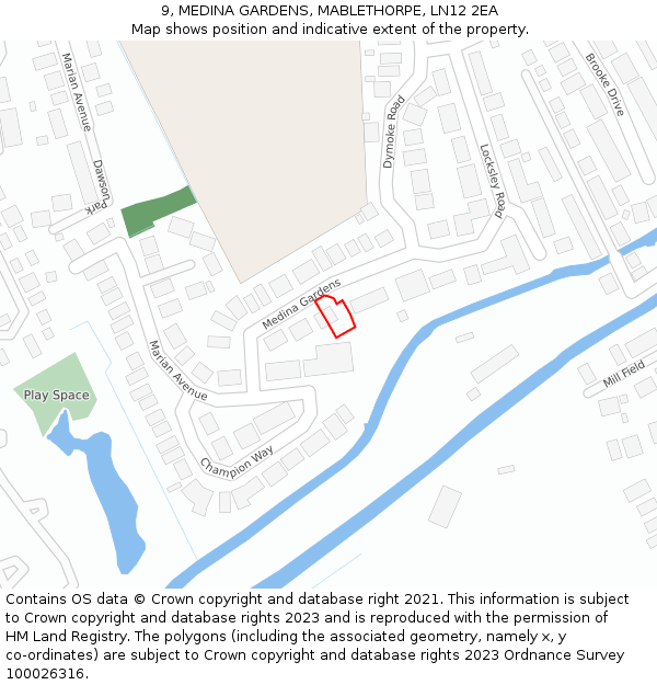 9, MEDINA GARDENS, MABLETHORPE, LN12 2EA: Location map and indicative extent of plot