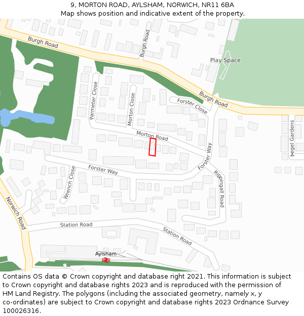 9, MORTON ROAD, AYLSHAM, NORWICH, NR11 6BA: Location map and indicative extent of plot