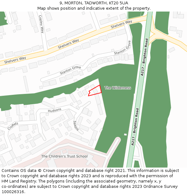 9, MORTON, TADWORTH, KT20 5UA: Location map and indicative extent of plot