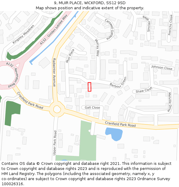 9, MUIR PLACE, WICKFORD, SS12 9SD: Location map and indicative extent of plot