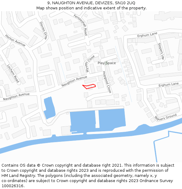 9, NAUGHTON AVENUE, DEVIZES, SN10 2UQ: Location map and indicative extent of plot