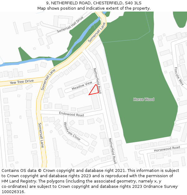 9, NETHERFIELD ROAD, CHESTERFIELD, S40 3LS: Location map and indicative extent of plot