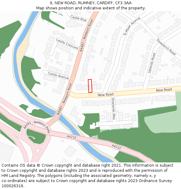 9, NEW ROAD, RUMNEY, CARDIFF, CF3 3AA: Location map and indicative extent of plot