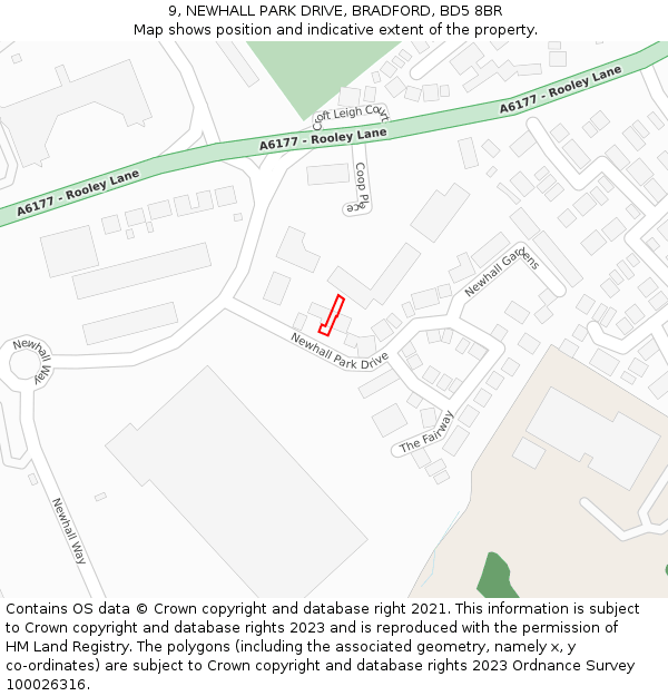 9, NEWHALL PARK DRIVE, BRADFORD, BD5 8BR: Location map and indicative extent of plot