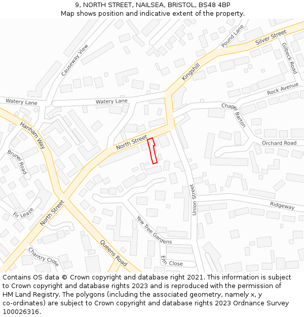 9, NORTH STREET, NAILSEA, BRISTOL, BS48 4BP: Location map and indicative extent of plot