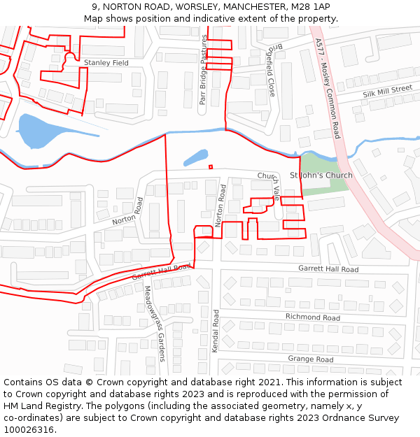 9, NORTON ROAD, WORSLEY, MANCHESTER, M28 1AP: Location map and indicative extent of plot