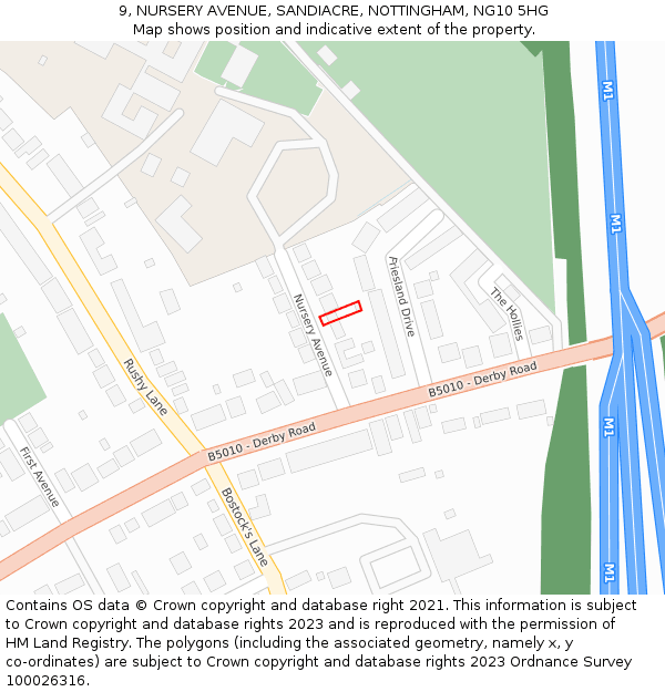 9, NURSERY AVENUE, SANDIACRE, NOTTINGHAM, NG10 5HG: Location map and indicative extent of plot