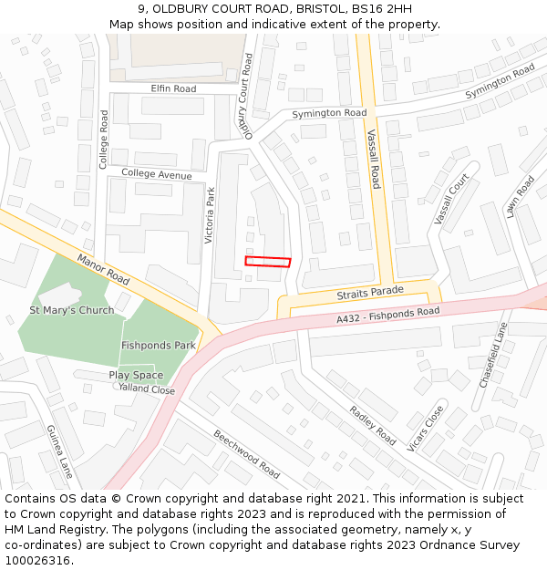 9, OLDBURY COURT ROAD, BRISTOL, BS16 2HH: Location map and indicative extent of plot