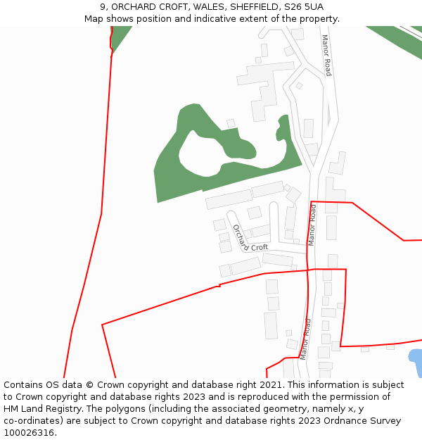 9, ORCHARD CROFT, WALES, SHEFFIELD, S26 5UA: Location map and indicative extent of plot